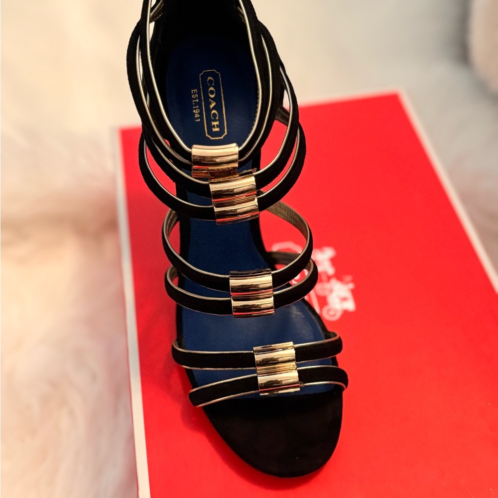 Coach Black and Gold High Heel Sandals